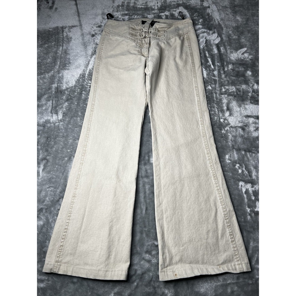 French Connection Pants Women Size 28x29 Biege Buckle Front Bootcut Business